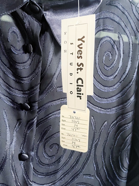 NWT Y2K Yves St Clair Navy Sheer Button Down - Me… - image 3