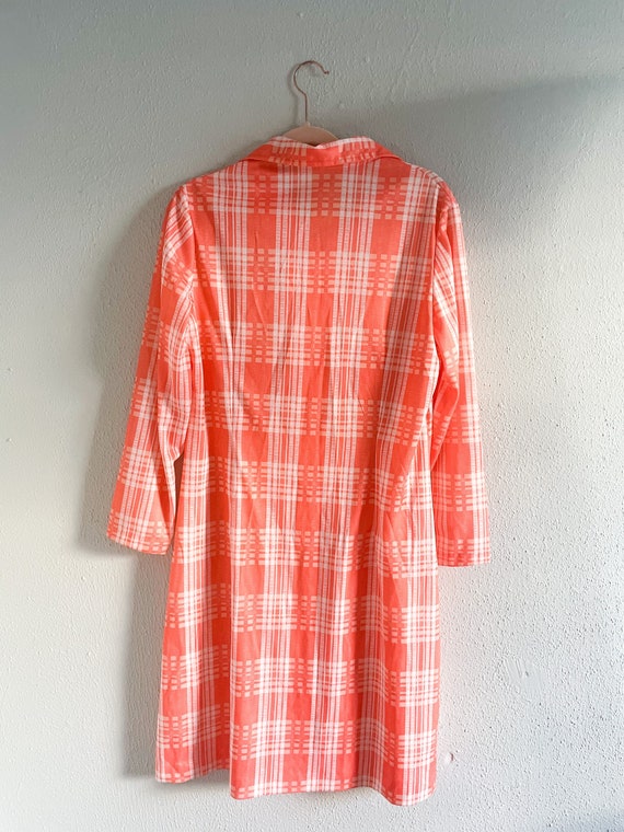 Vintage 1970s Orange Plaid Long Sleeve Dress - Me… - image 5