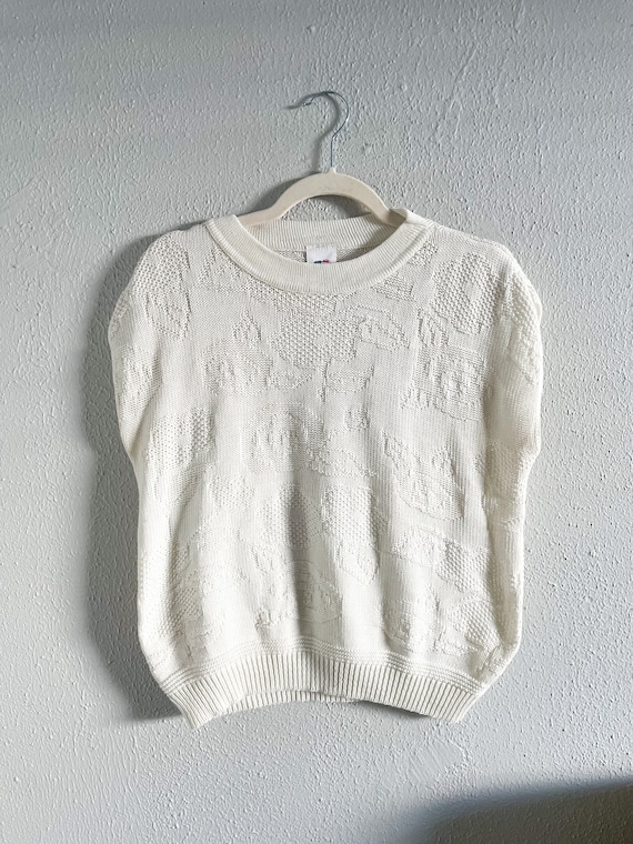 Vintage Cream Short Sleeve Knit - Small