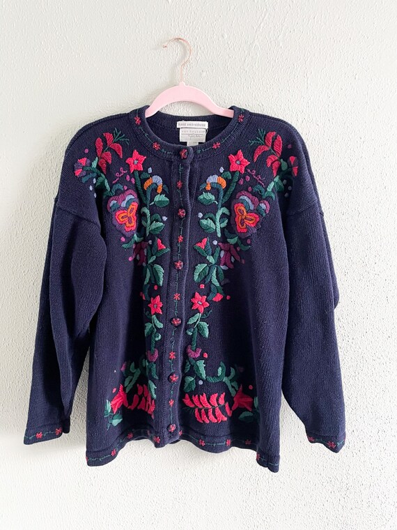 DAIRIKU Flower Cross Embroidery Cardigan dsrtc-chanka.gob.pe