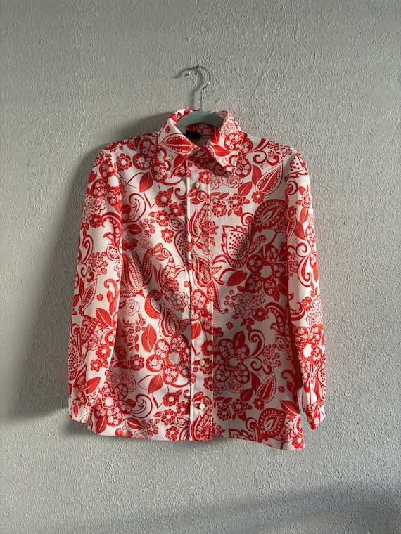 Vintage 1970s Stage 7 Flower Power Blouse