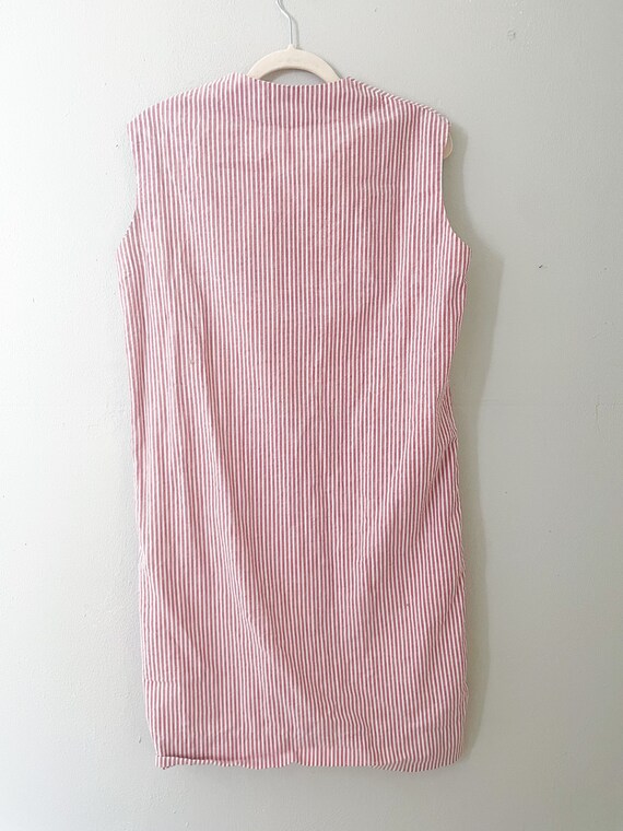 Vintage 1980s handmade striped pink button down d… - image 4