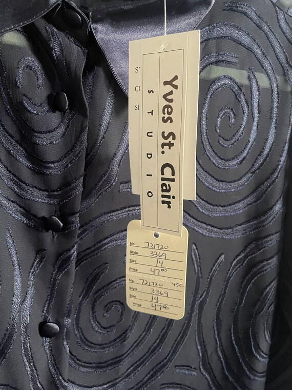 NWT Y2K Yves St Clair Navy Sheer Button Down - Me… - image 7