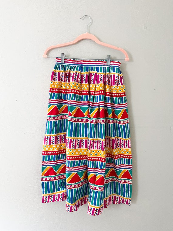 Vintage 1980s Handmade Colorful Midi Skirt - XS 25