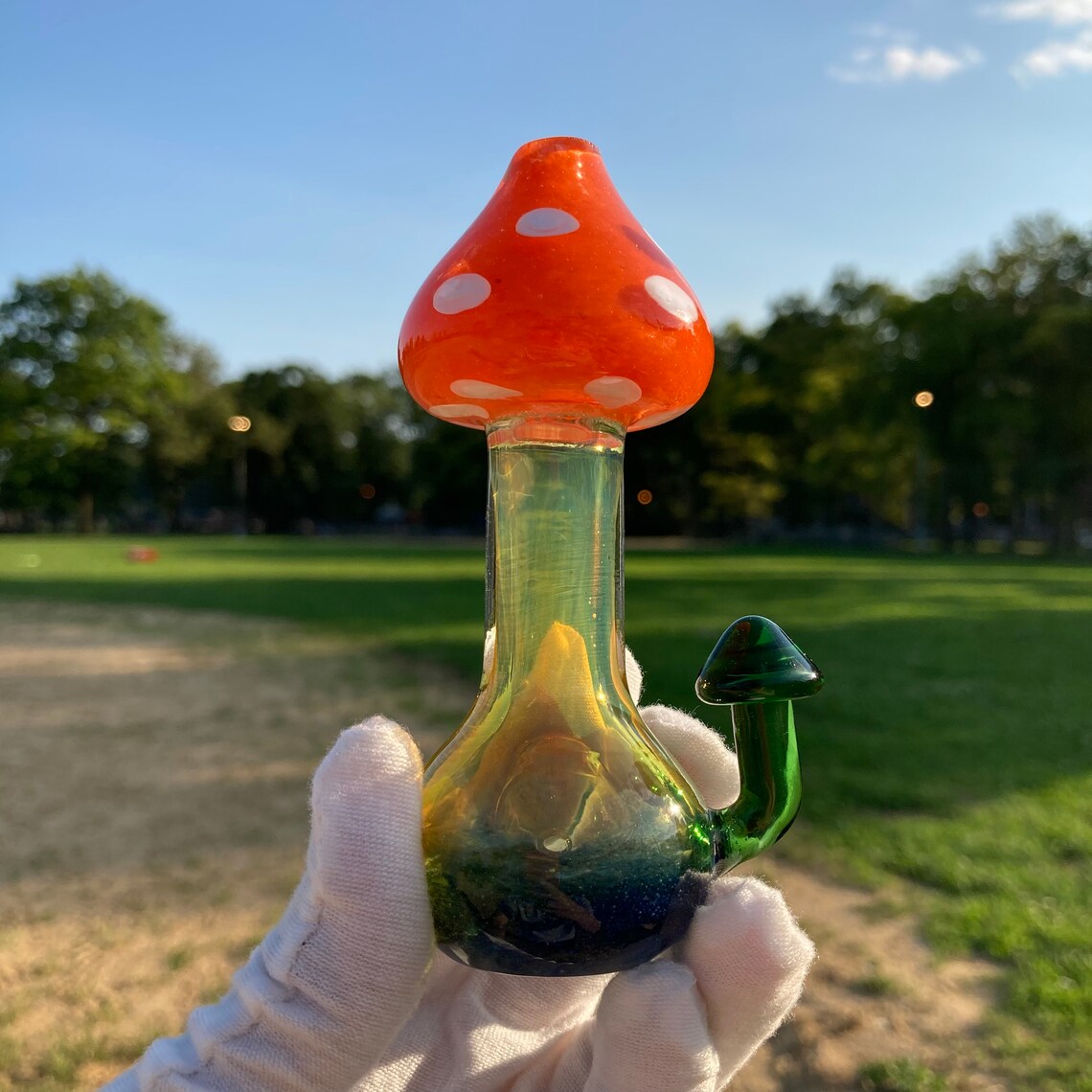 Hand Blown Mushroom Glass Smoking Pipe Etsy
