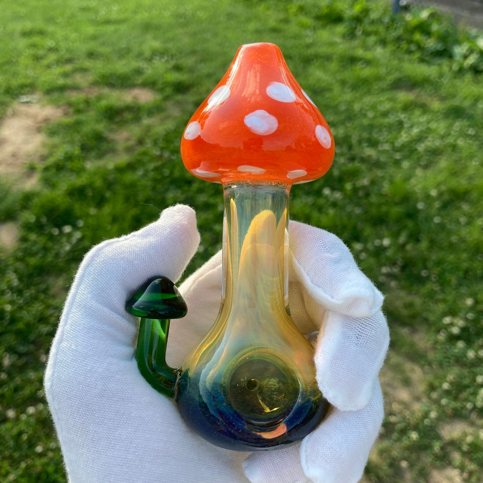 Hand Blown Mushroom Glass Smoking Pipe Etsy