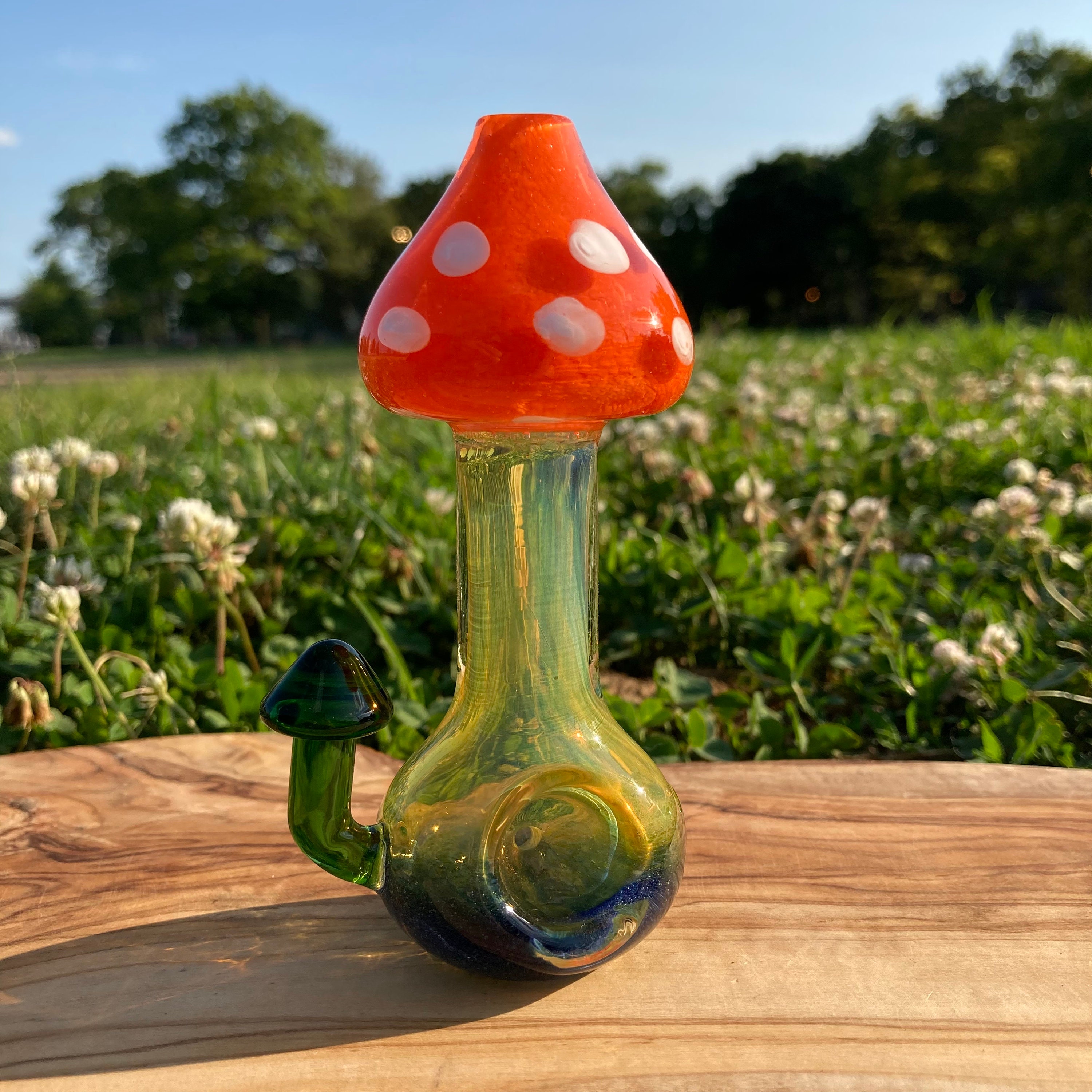 Hand Blown Mushroom Glass Smoking Pipe