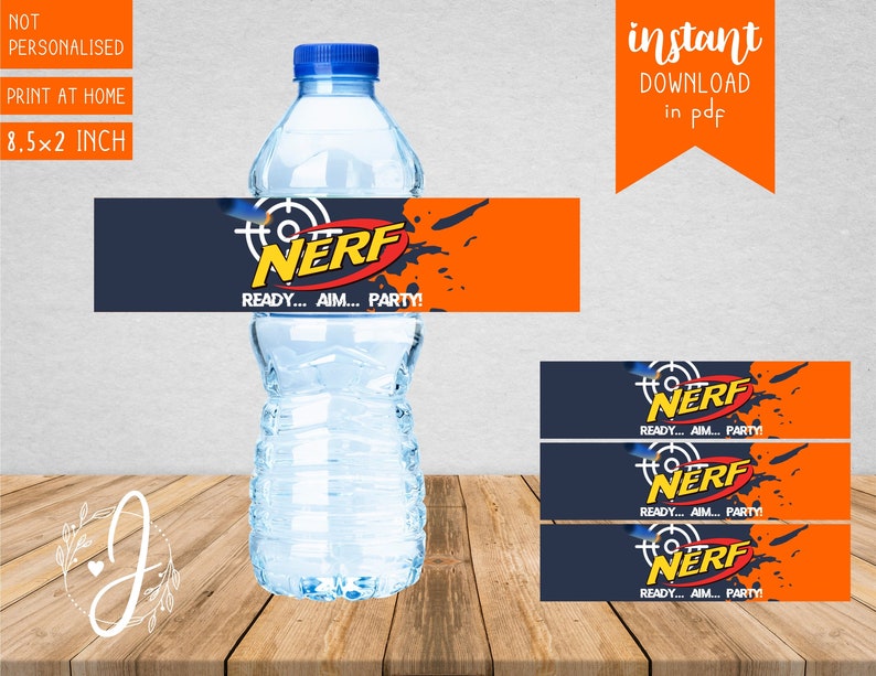 Nerf Water Bottle Labels Nerf Bottle Labels Nerf Gun Party Etsy
