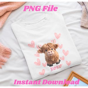 PNG Cute baby highland cow | highland cow PNG | Valentines day| Valentines day shirt