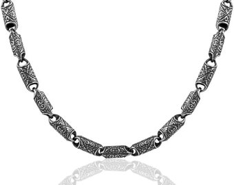 Handman Engraved Chain Necklace  |Gift For Valentine’s Day | Viking Jewellery | Nordic Necklace | Handmade jewellery | Silver Chain Necklace