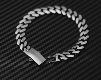 Kühnes Sterling Silber kubanisches Gliederarmband | Schwere Panzerkette