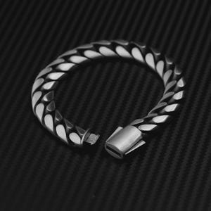 Oxidized Sterling Silver Cuban Link Bracelet, 12mm Men&#39;s Chain