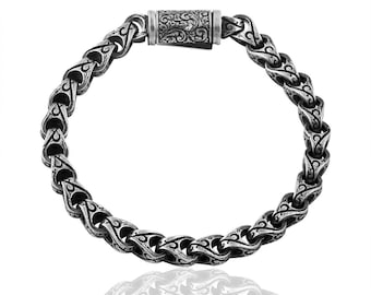 Engraved Design Bracelet| Sterling Silver Bracelet | Link Bracelet | Oxidized silver | Handmade Bracelet | Best Gift For Valentine’s Day