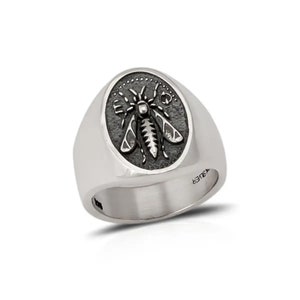 Nymph Bee Sterling Silver Ring: Gothic Mythology Jewelry