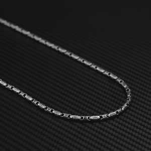 Oxidized Sterling Silver Viking Chain Necklace: Norse Mythology Jewelry