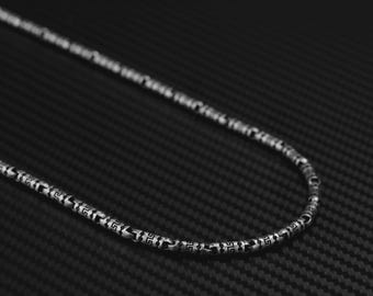 Handmade Viking Chain Necklace for Men – Nordic Silver Necklace with Engraved Beads – Norse Mythology Jewelry – Tyr - Gift for Him