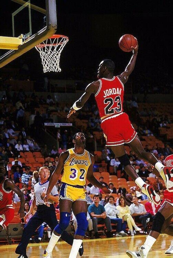 Michael Jordan Dunking on Magic Johnson NBA Basketball Poster - Etsy