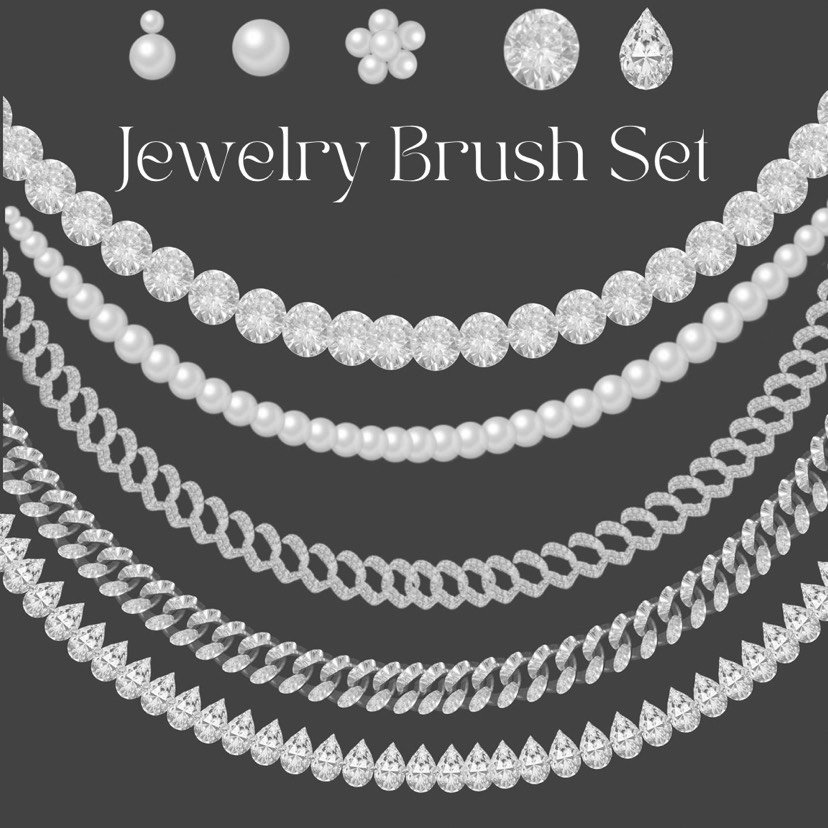Procreate Jewelry Brush Set – Diamonds, Pearls, Chains & Body Jewelry Brushes