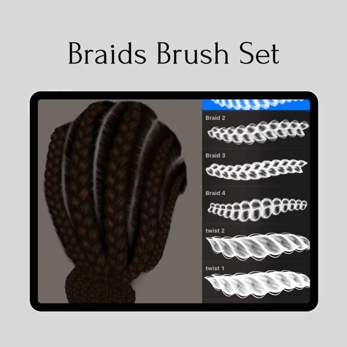 Procreate Braid Brush Set Natural Hair Brushes Procreate Etsy