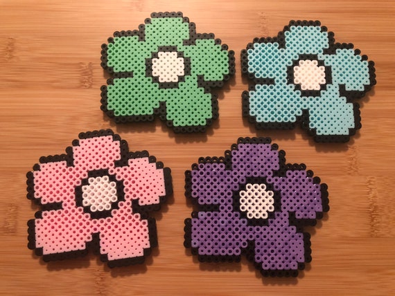 Pastel Flower Perler Bead Coasters Etsy Australia