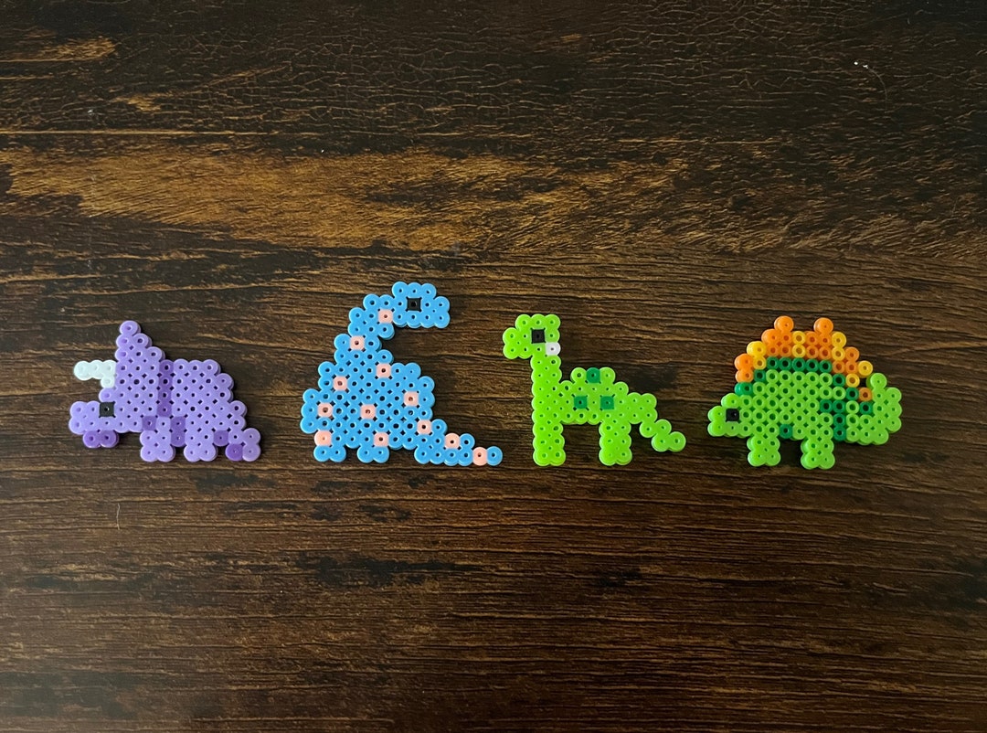 Mini Perler Bead Dinosaur Refrigerator Magnets Set - Etsy