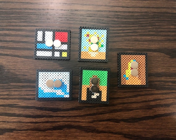 Set of 5 Famous Art Mini Perler Bead Magnets 