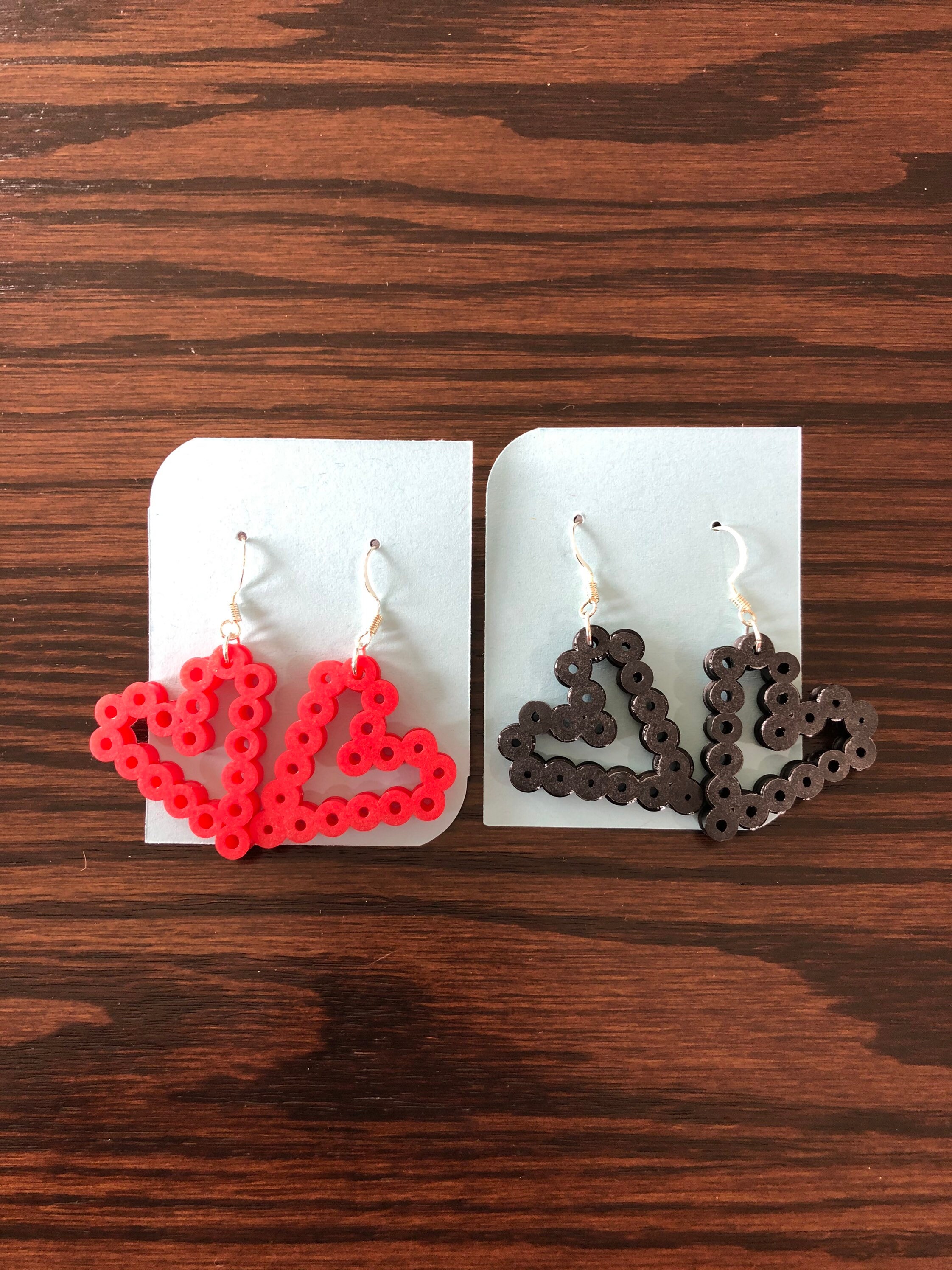 Outlined Heart Valentines Dangle Perler Bead Earrings - Etsy