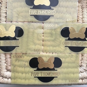Minnie Mouse Cash Placeholder (1) |Laminated | Any Denomination  | Dave Ramsey | Cash Stuffing