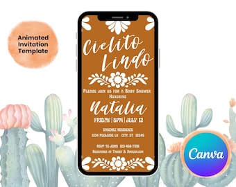 Sjabloon uitnodiging babyshower Cielito Lindo – digitale uitnodiging met bloemen (canva)