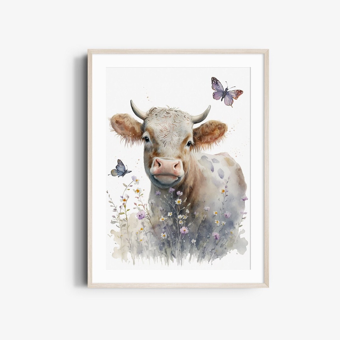 Cow Print Watercolor Farm Animal Wall Art Print Poster - Etsy