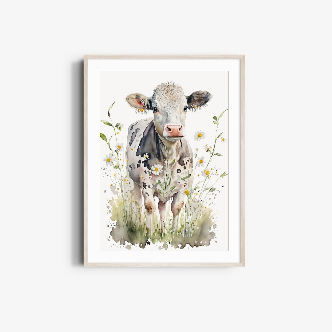 Cow Print Watercolor Farm Animal Wall Art Print Poster - Etsy