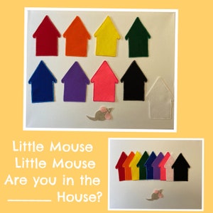Little Mouse Hide and Seek felt set, colors, numbers, counting, teacher resources, hide and seek game