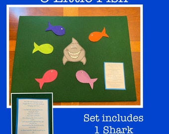 5 Little Fish Teasing Mr. Shark Felt Set //Felt Board Story //Felt Set // Circle Time // Preschool Stories