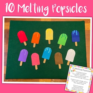 10 Melting Popsicles Felt Set //Felt Board Story //Felt Set // Circle Time // Preschool Stories
