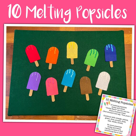 10 Melting Popsicles Felt Rhyme //felt Board Story //felt Set Etsy