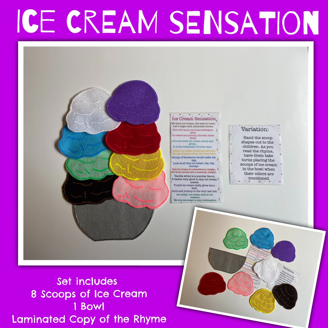 Ice Cream Sensation Felt Rhyme /circle Time/storytime Activity ...