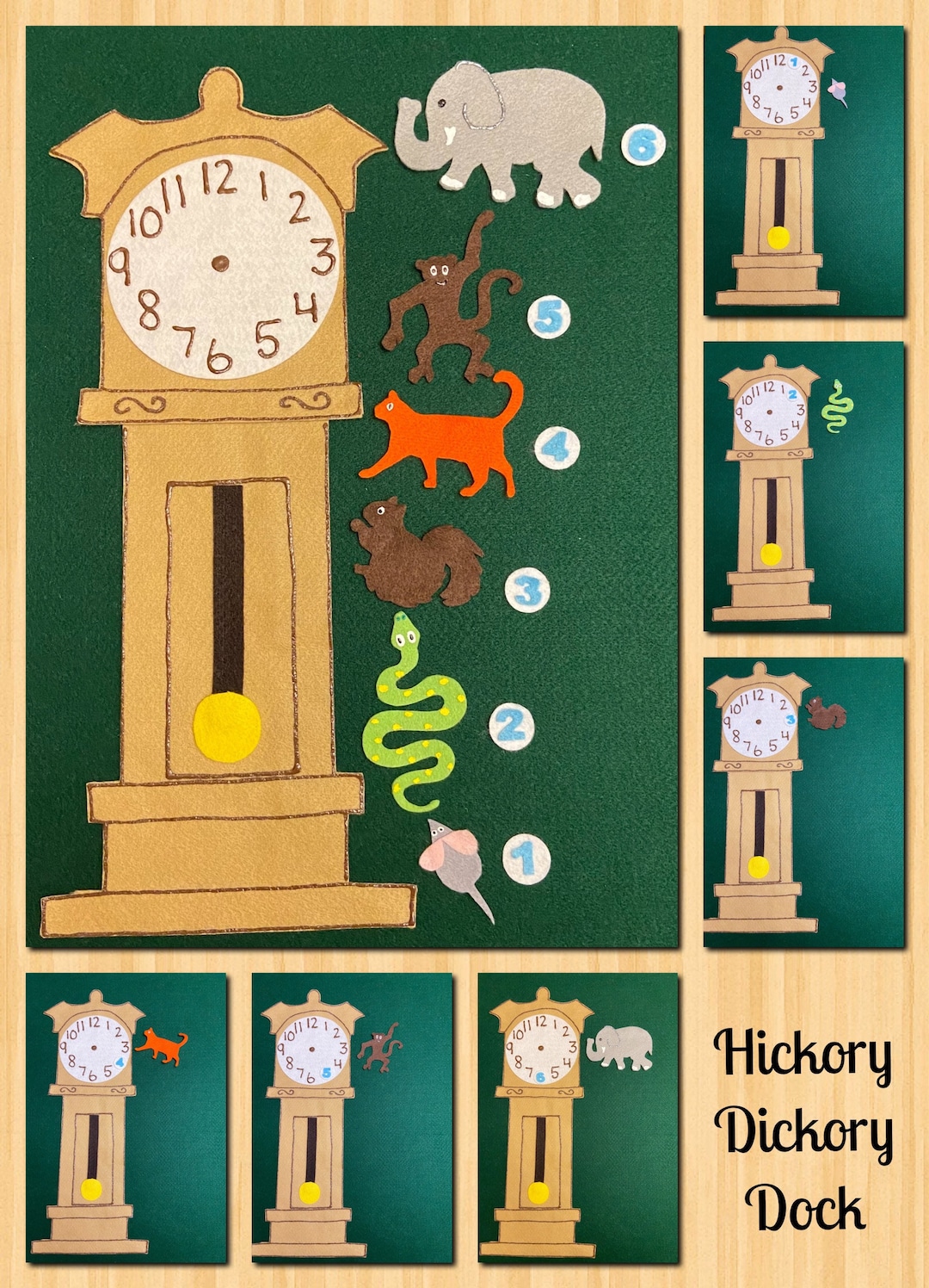 Hickory Dickory Dock Felt Set //felt Board Story //felt Set // Circle