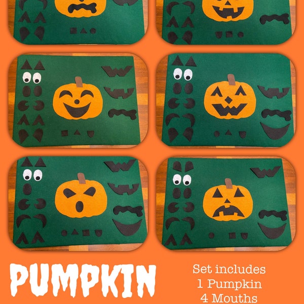 Halloween Pumpkin Carving Face Felt Set //Felt Board Story //Felt Set // Circle Time // Preschool Stories