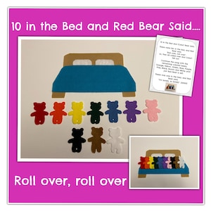 10 In the Bed  Felt Set//Felt Board Story //Felt Set // Circle Time // Preschool Stories