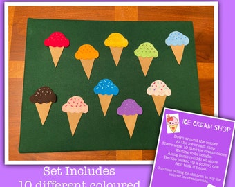 Ice Cream Shop Felt Rhyme //Teacher Resource// Felt Board Story //Felt Set // Circle Time // Preschool Stories