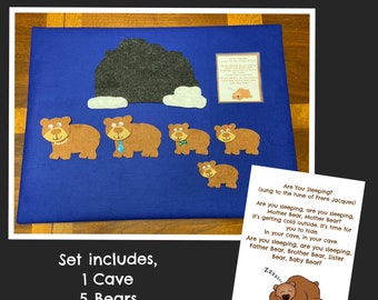 Hibernating Bear Family Felt Set/Circle Time/Storytime Activity/Preschool/Teacher Resource/ECE