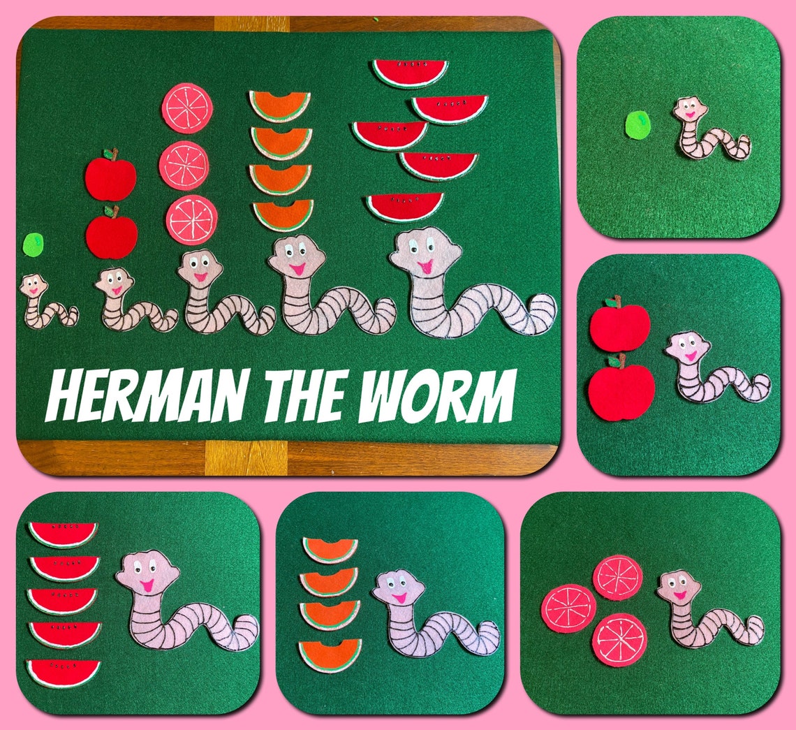Herman the Worm Felt Set //felt Board Story //felt Set // Circle Time