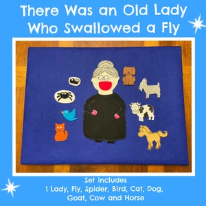There was an Old Lady Who Swallowed a Fly //Felt Board Story //Felt Set // Circle Time // Preschool Stories