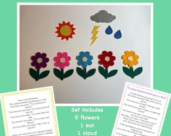 5 Little Flowers Felt Set /Circle Time/Storytime Activity/Preschool/Teacher Resource/ECE