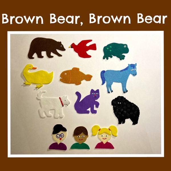 Brown Bear Felt story,  flannel board story, teacher resource, learning resource, early literacy, felt set