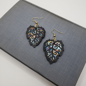 Fairy Metallic Faux Leather Leaf Earrings
