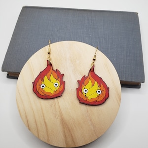 Fire Demon Spirit Colorful Faux Leather Earrings