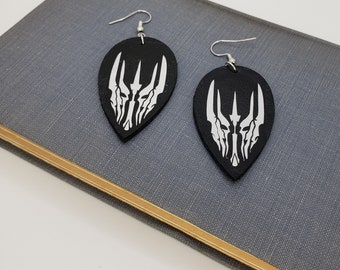 Helmet of Sauron Faux Leather Earrings
