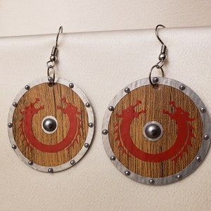 Sea Serpent Viking Shield LARP Earrings