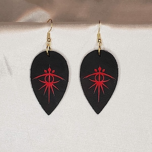 Eye of Sauron Faux Leather Teardrop Earrings